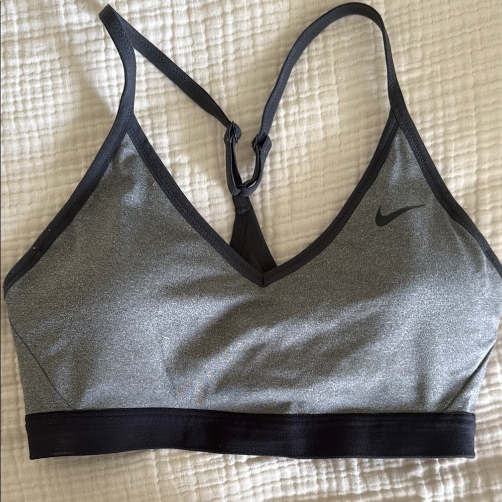 Nike Women's Charcoal and Black Sports Bra